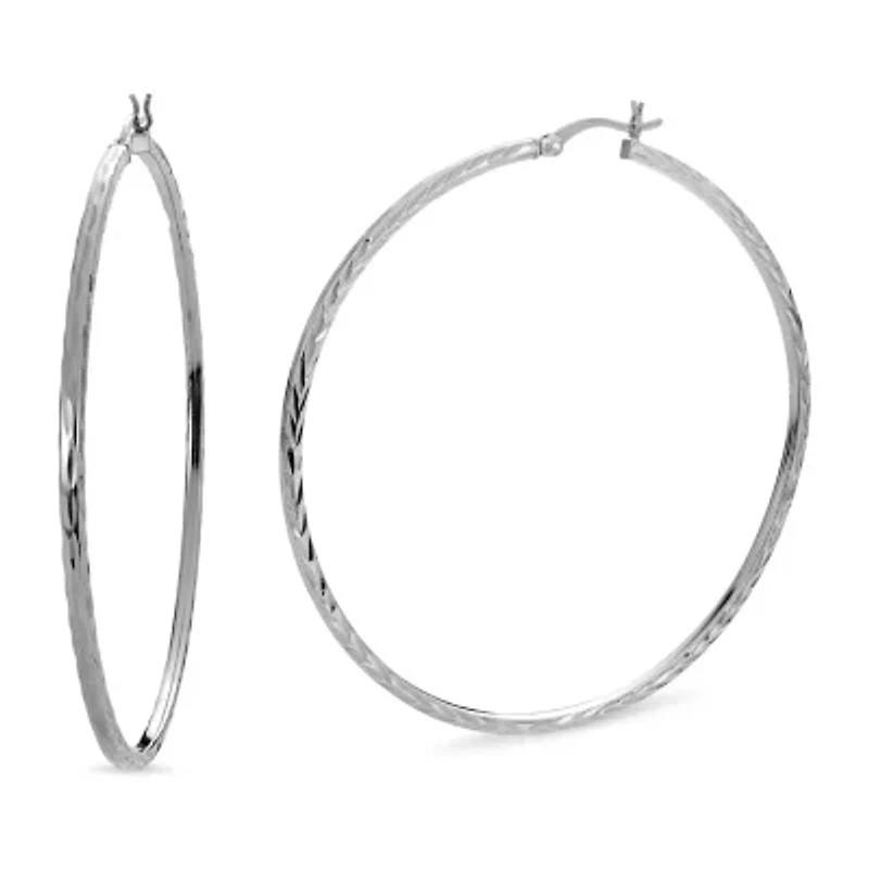 Womens Sterling Silver 60mm Hoop Earrings