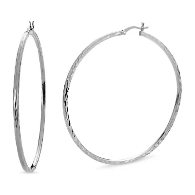 Womens Sterling Silver 60mm Hoop Earrings