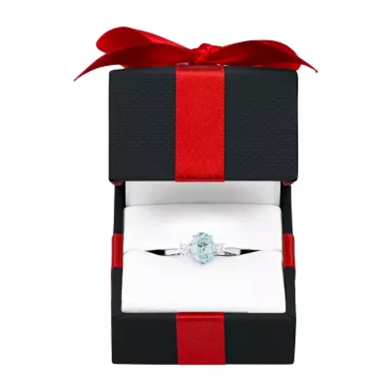 Gemstone 10K Gold 3-Stone Oval Cocktail Ring