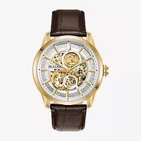 Bulova Sutton Mens Brown Leather Strap Watch 97a138