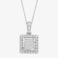 Tru Miracle Womens 1/4 CT. T.W. Natural White Diamond 10K White Gold 18 Inch Pendant Necklace