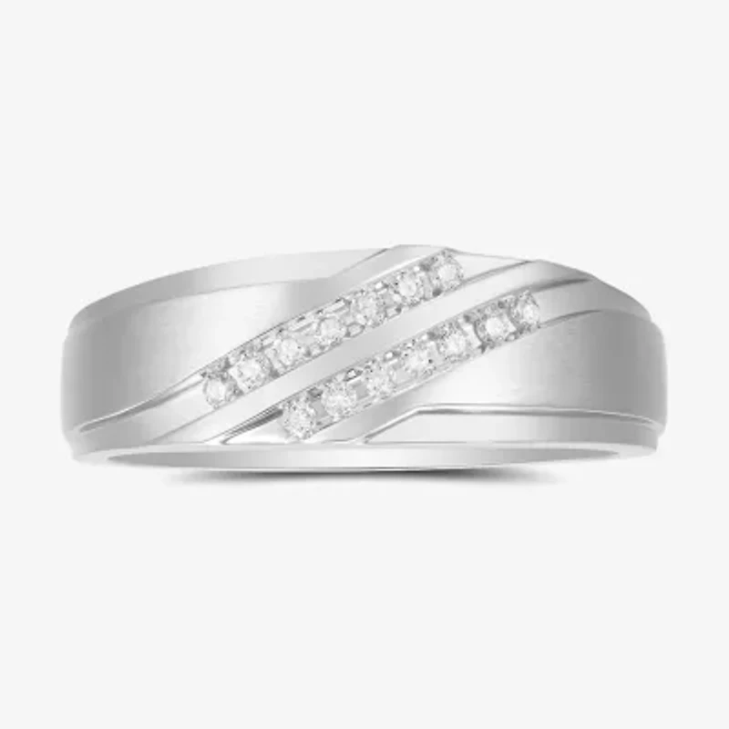 Mens 6MM 1/7 CT. T.W. Natural White Diamond 10K Gold Wedding Band
