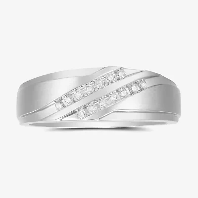 Mens 6MM 1/7 CT. T.W. Natural White Diamond 10K Gold Wedding Band