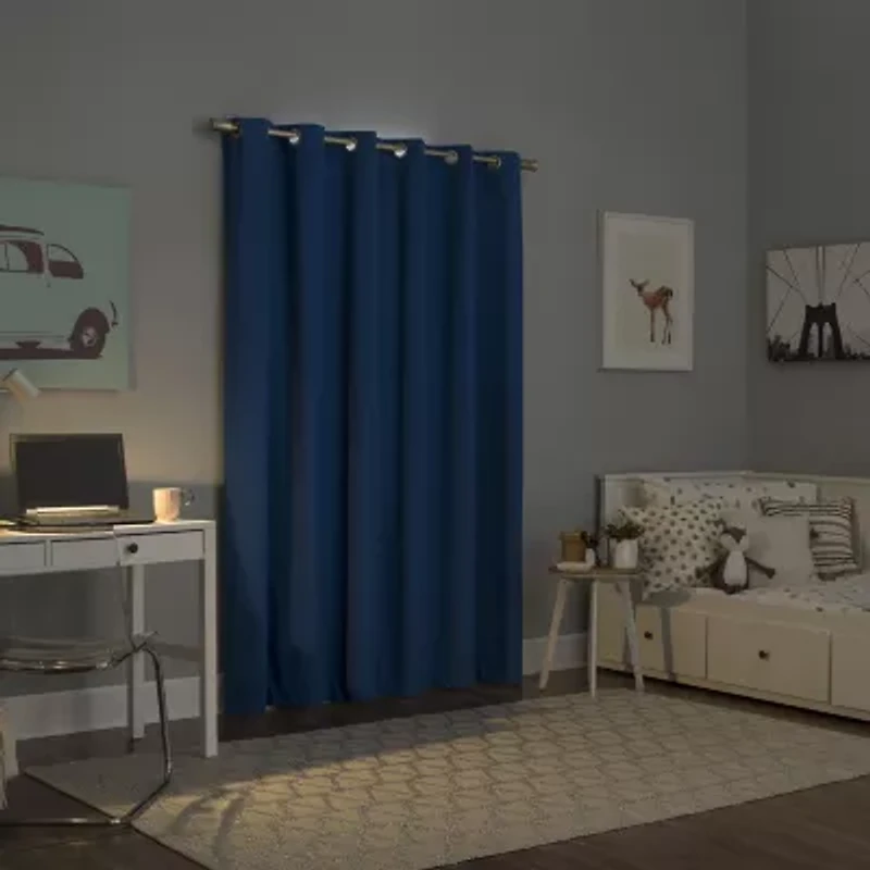 Sun Zero Harper Grommet Top Energy Saving 100% Blackout Single Curtain Panel