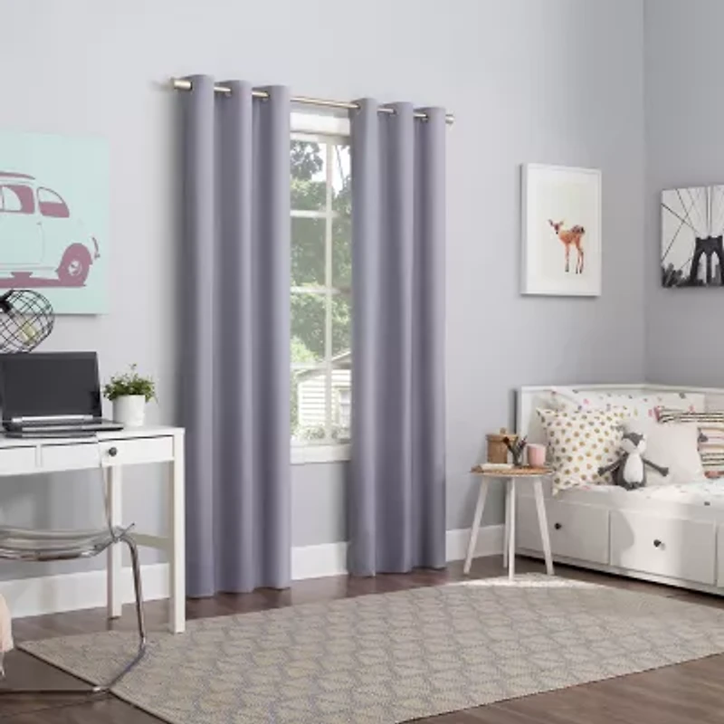 Sun Zero Harper Grommet Top Energy Saving 100% Blackout Single Curtain Panel