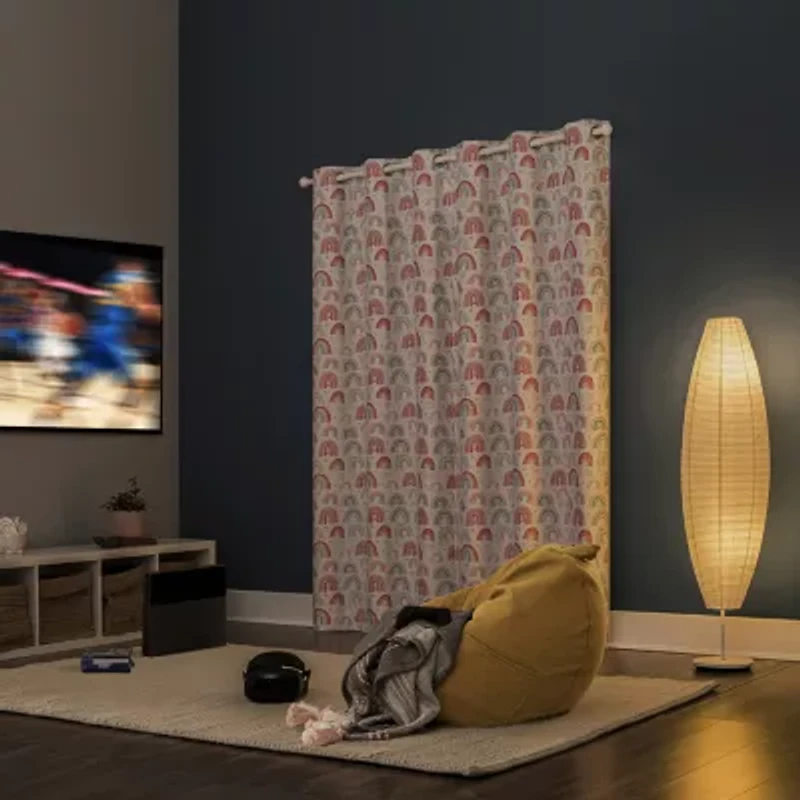 Sun Zero Rainbows Grommet Top Energy Saving 100% Blackout Single Curtain Panel