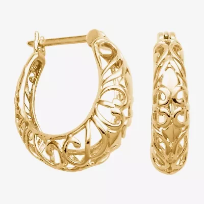 Womens 18K Gold Over Silver 20.8mm Hoop Earrings