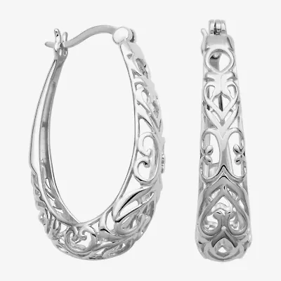 Womens Sterling Silver 32.2mm Hoop Earrings