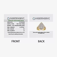 (H-I / I1) Womens 2 CT. T.W. Lab Grown White Diamond 10K Gold Pear Halo Cocktail Ring