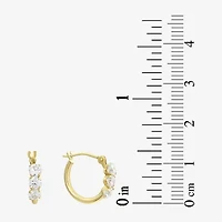 Womens 3 Pair Cubic Zirconia 14K Gold Earring Set