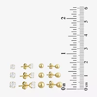 14K Gold & Cubic Zirconia Ball 6-pr. Earring Set