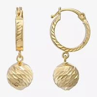 Womens 14K Gold 25mm Ball Hoop Earrings