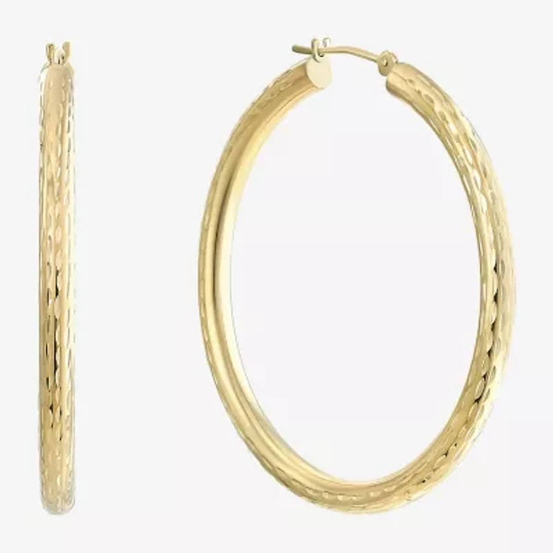 Womens 14K Gold 40mm Round Hoop Earrings