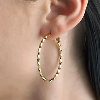 Womens 24K Gold Over Silver 31mm Hoop Earrings