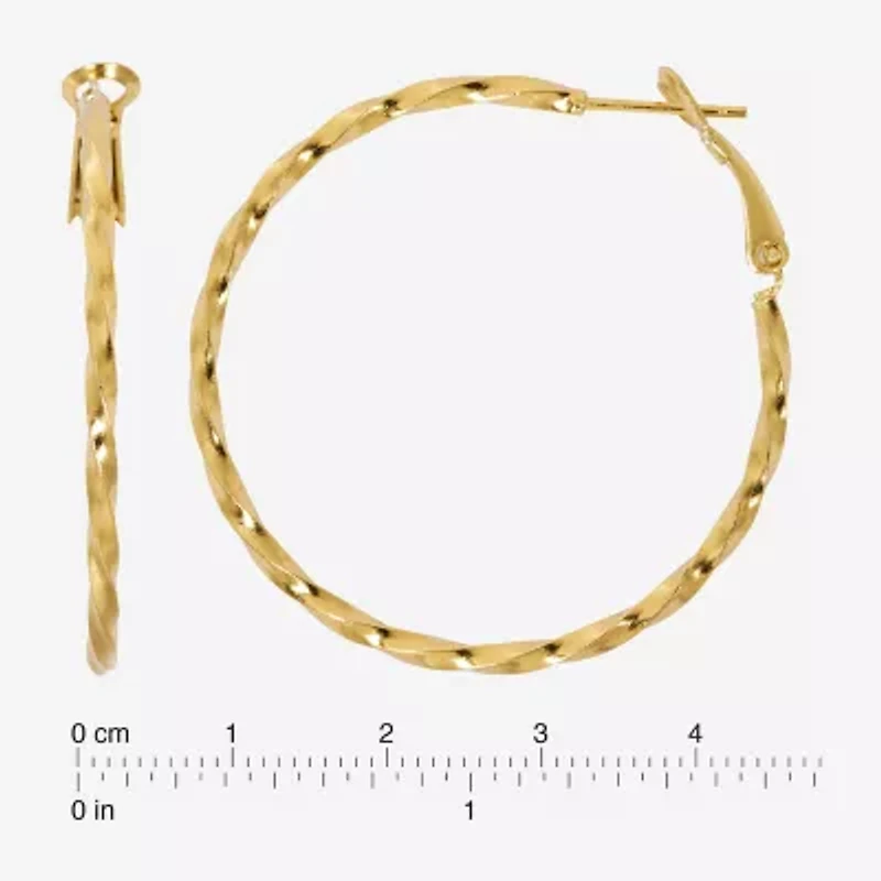 Womens 24K Gold Over Silver 31mm Hoop Earrings
