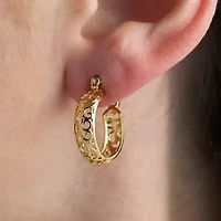 Womens 24K Gold Over Silver 23mm Hoop Earrings
