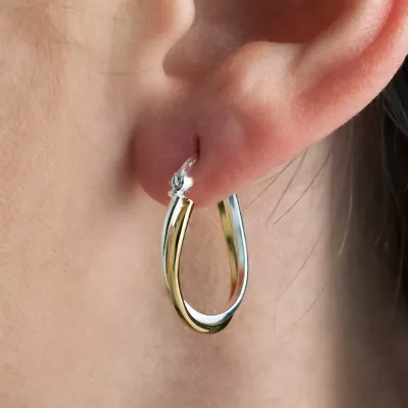 Womens 24K Gold Over Silver 18mm Hoop Earrings