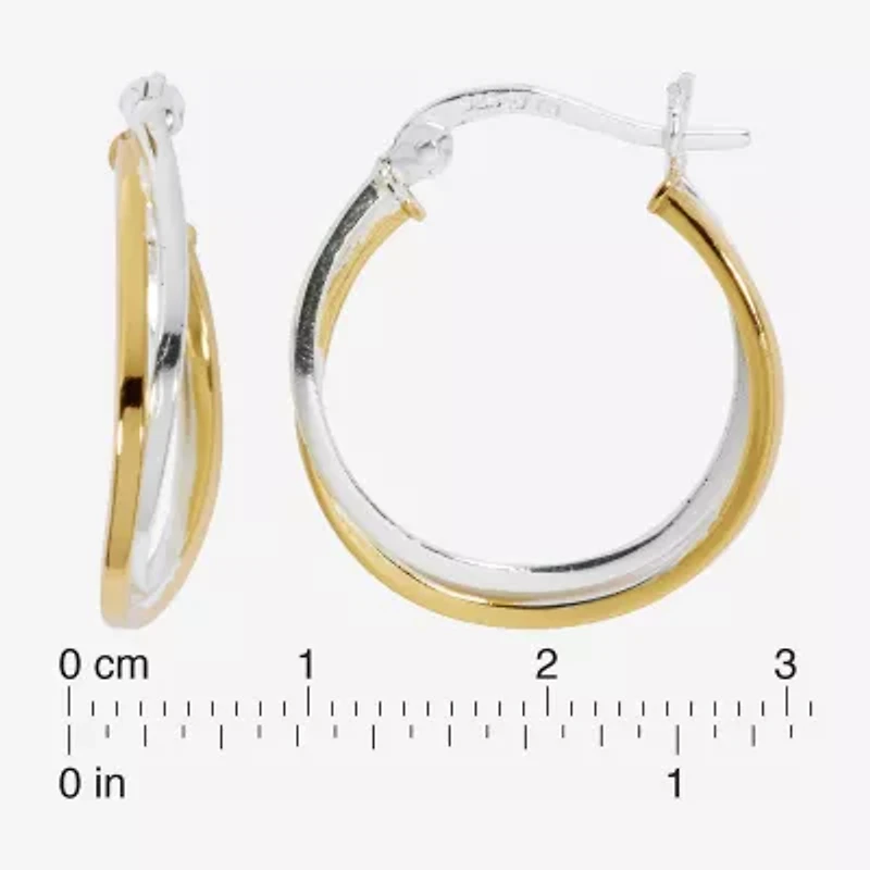 Womens 24K Gold Over Silver 18mm Hoop Earrings