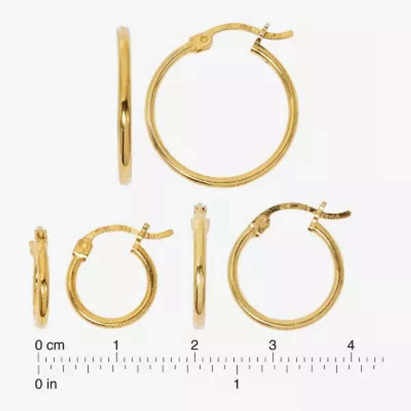 Womens 24K Gold Over Silver 3 Pair Earring Set