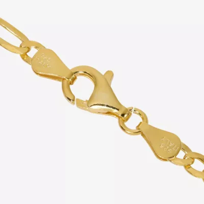 Made in Italy Unisex Adult 24K Gold Over Silver 18 Inch Figaro Chain Necklace