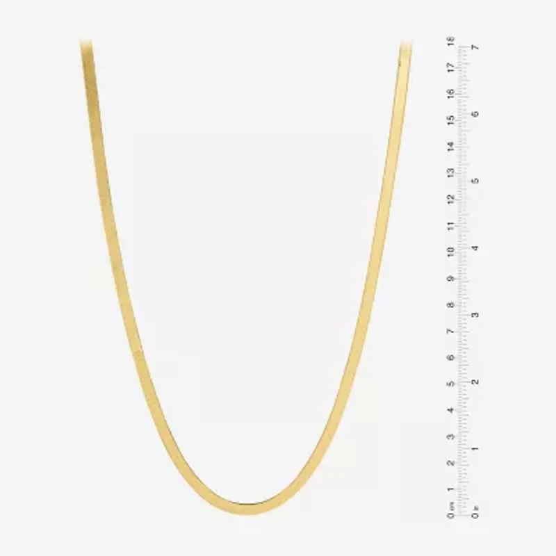 Made in Italy Womens 24K Gold Over Silver 18 Inch Herringbone Chain Necklace