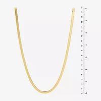 Made in Italy Womens 24K Gold Over Silver 18 Inch Herringbone Chain Necklace