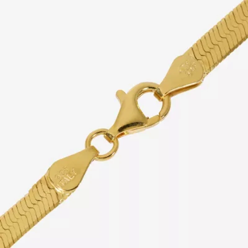 Made in Italy Womens 24K Gold Over Silver 18 Inch Herringbone Chain Necklace