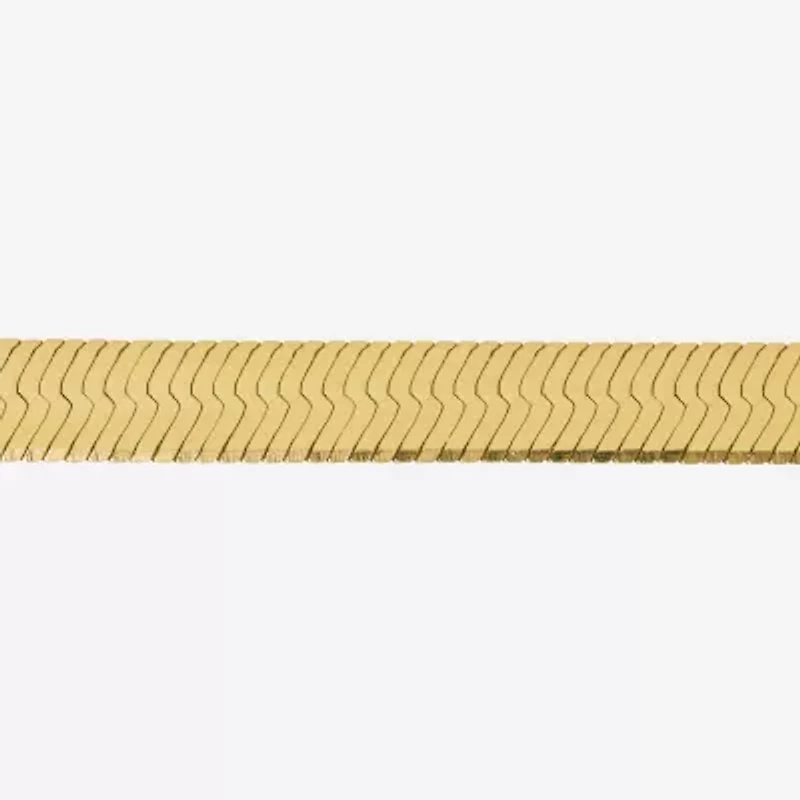 Made in Italy Womens 24K Gold Over Silver 18 Inch Herringbone Chain Necklace