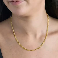 Made in Italy Womens 24K Gold Over Silver 20 Inch Figaro Chain Necklace
