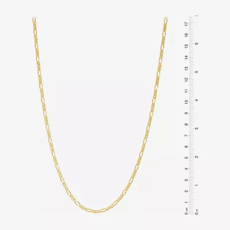 Made in Italy Womens 24K Gold Over Silver 20 Inch Figaro Chain Necklace