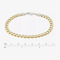 Made in Italy Unisex Adult 24K Gold Over Silver 7.5 Inch Semisolid Curb Chain Bracelet