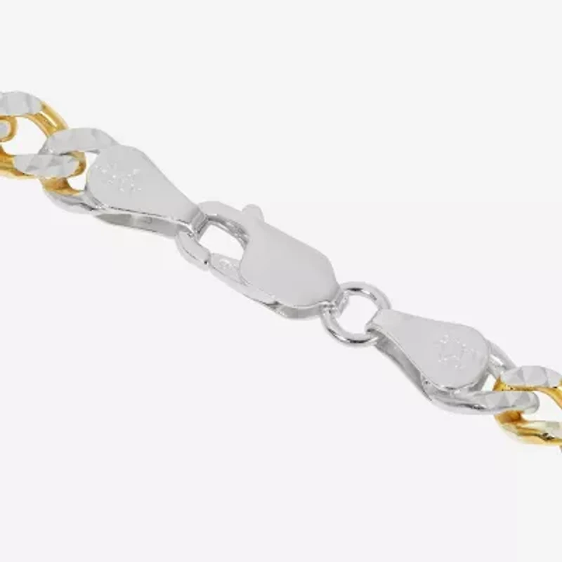 Made in Italy Unisex Adult 24K Gold Over Silver 7.5 Inch Semisolid Curb Chain Bracelet