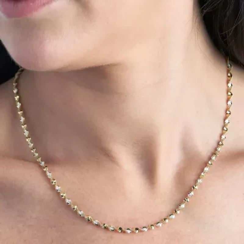 Made in Italy Womens 24K Gold Over Silver Sterling Silver 18 Inch Singapore Chain Necklace
