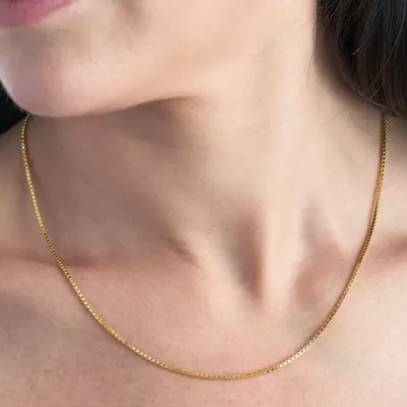 Made in Italy Womens 24K Gold Over Silver Sterling Silver Inch Box Chain Necklace