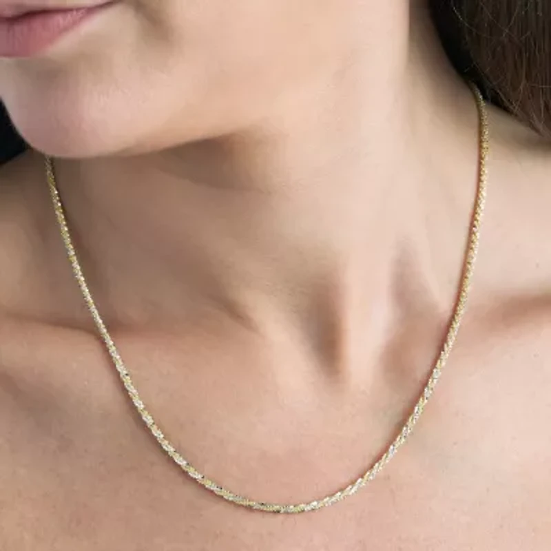 Made in Italy Womens 24K Gold Over Silver Sterling Silver 18 Inch Chain Necklace