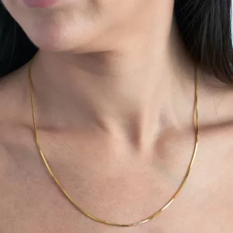 Made Italy Womens 24K Gold Over Silver Sterling 30 Inch Snake Chain Necklace