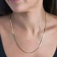 Made in Italy Womens 24K Gold Over Silver Inch Herringbone Chain Necklace