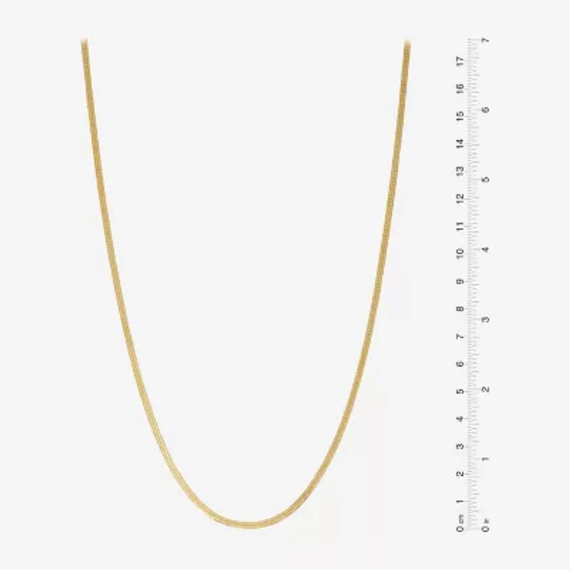 Made in Italy Womens 24K Gold Over Silver Inch Herringbone Chain Necklace