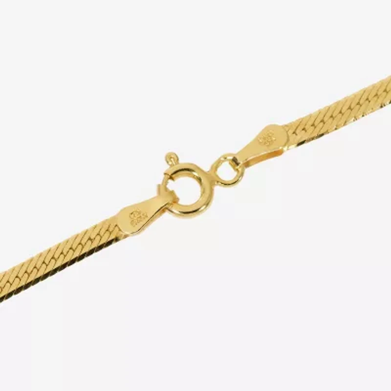 Made in Italy Womens 24K Gold Over Silver Inch Herringbone Chain Necklace