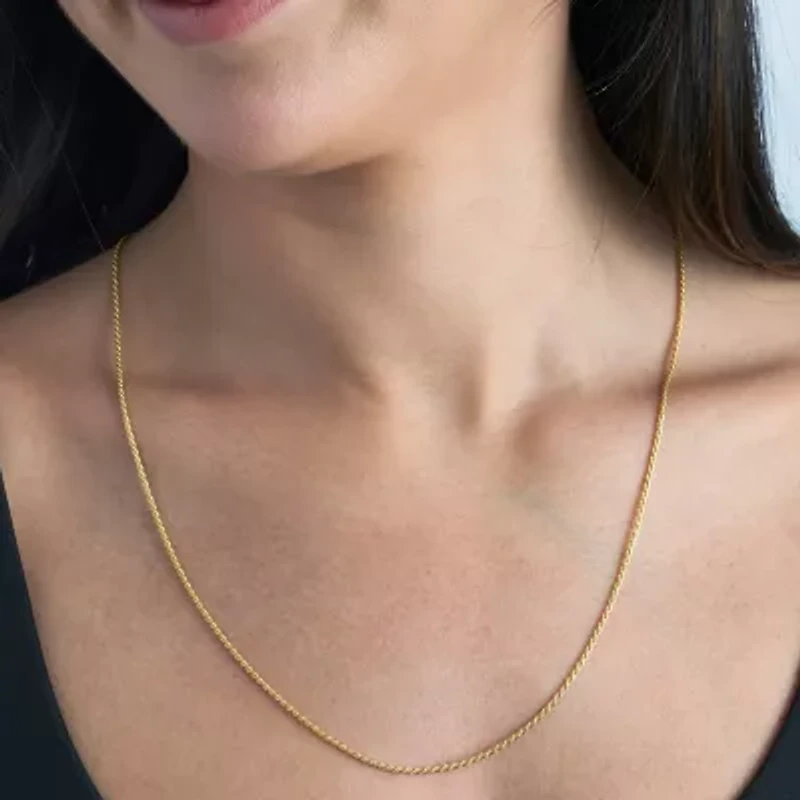 Made Italy 24K Gold Over Silver Sterling 16 Inch Solid Rope Chain Necklace