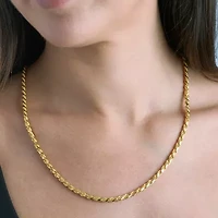 Made in Italy Mens 24K Gold Over Silver Sterling Silver 24 Inch Rope Chain Necklace