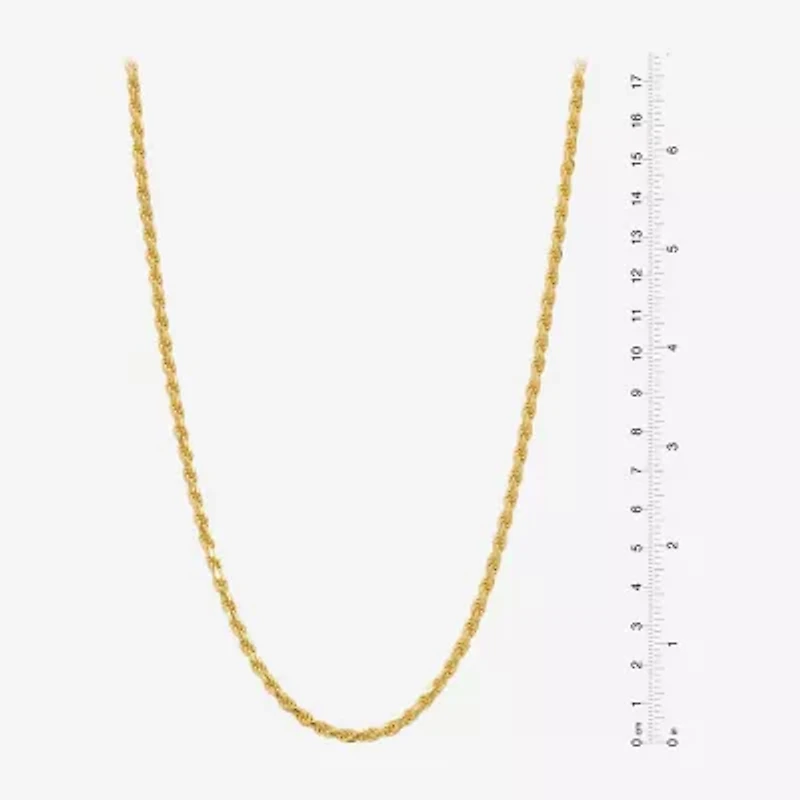 Made in Italy Mens 24K Gold Over Silver Sterling Silver 24 Inch Rope Chain Necklace