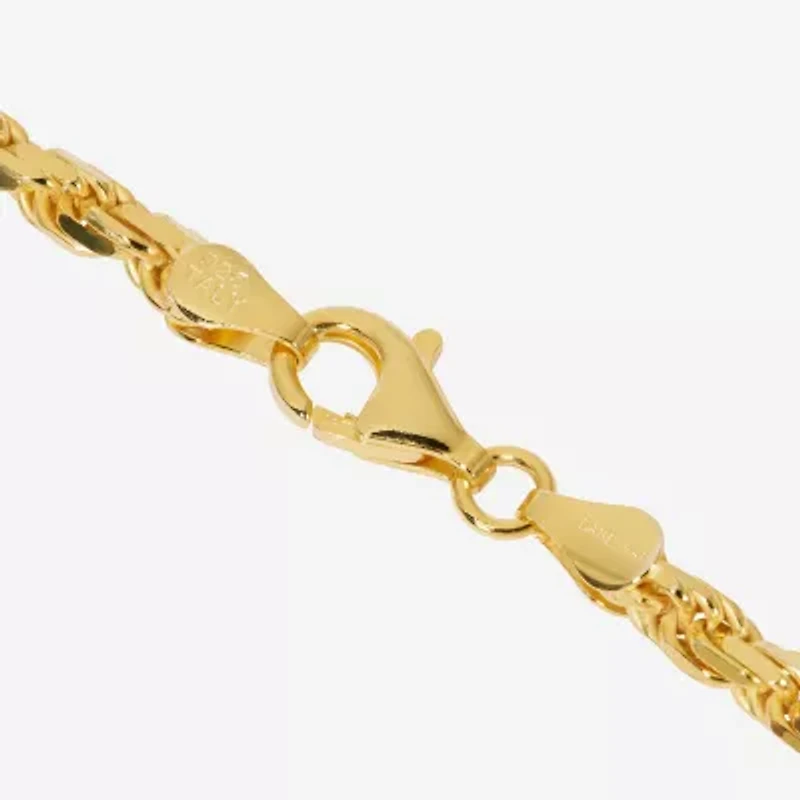 Made in Italy Mens 24K Gold Over Silver Sterling Silver 24 Inch Rope Chain Necklace