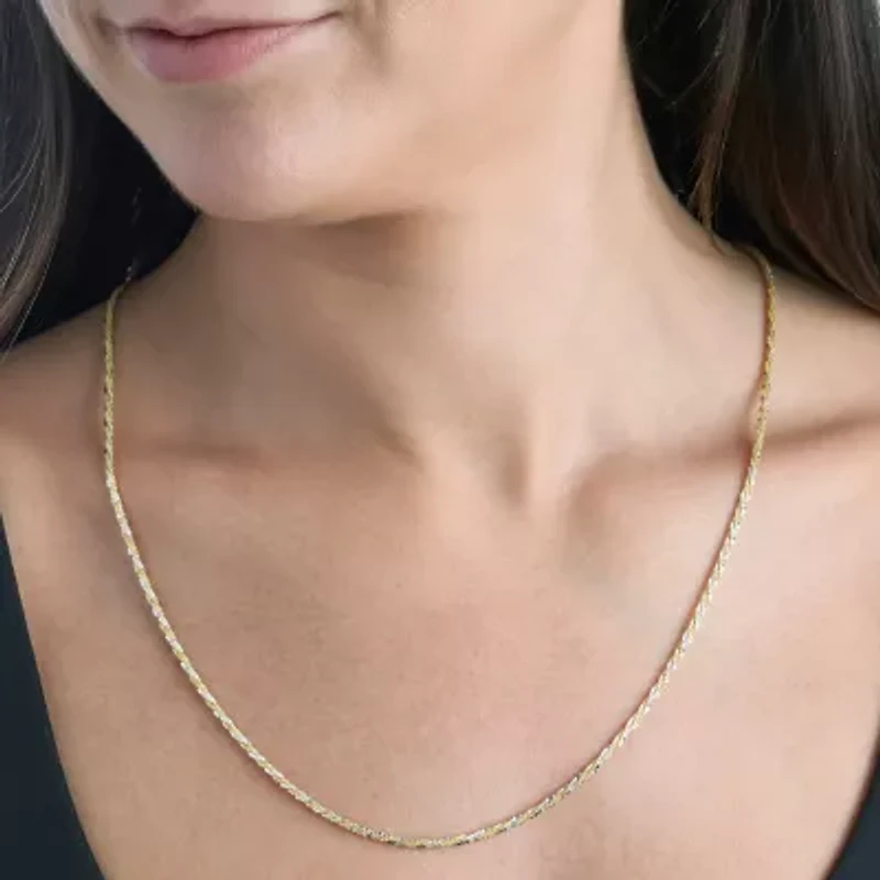 Made in Italy Womens 24K Gold Over Silver Inch Singapore Chain Necklace