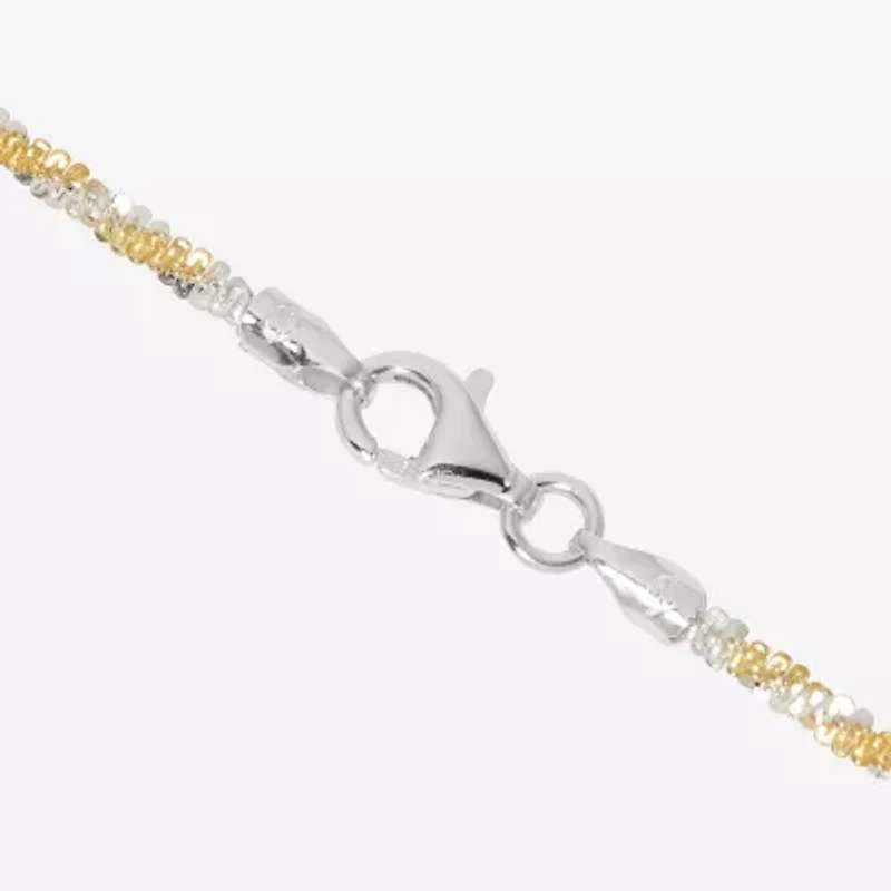 Made in Italy Womens 24K Gold Over Silver Inch Singapore Chain Necklace