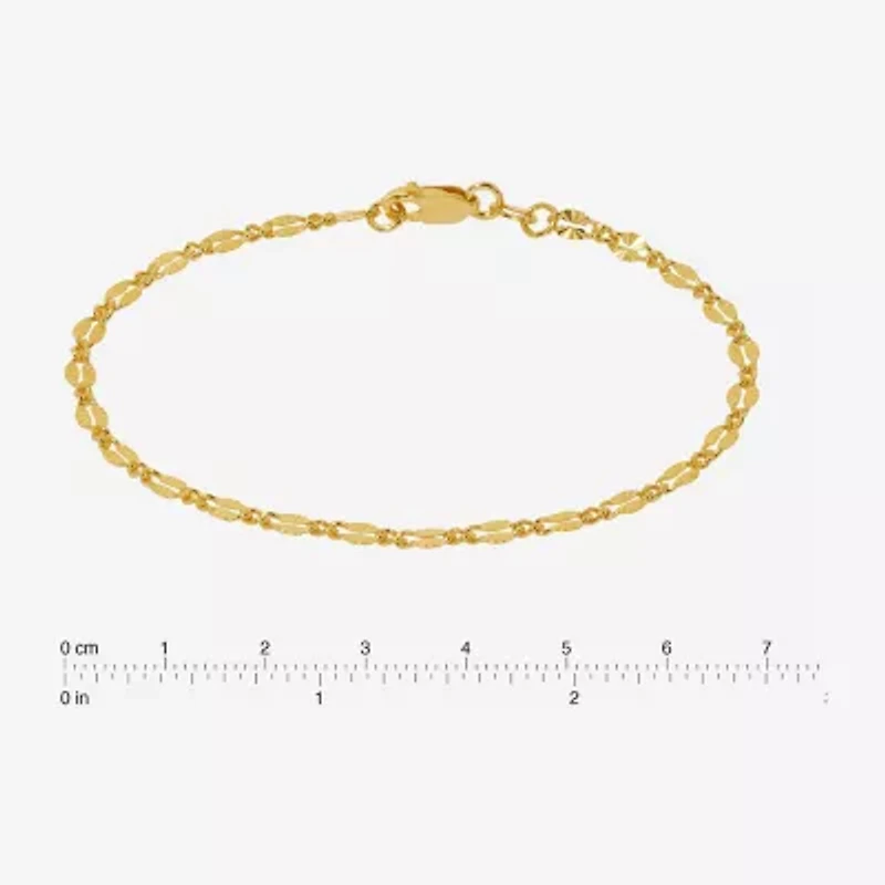Made in Italy Womens 24K Gold Over Silver Sterling Silver Solid 7.5 Inch Link Bracelet