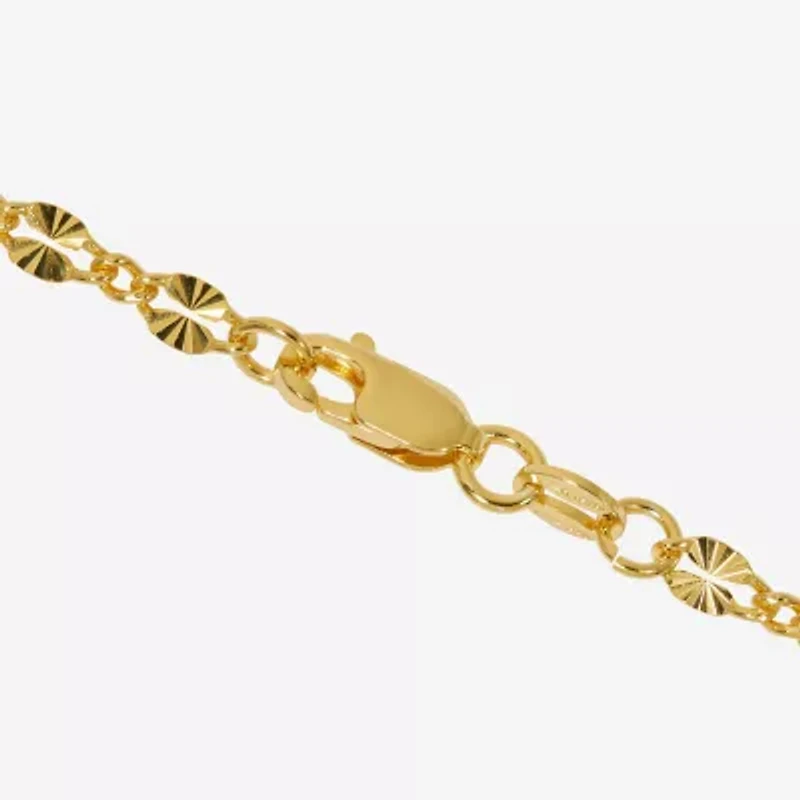 Made in Italy Womens 24K Gold Over Silver Sterling Silver Solid 7.5 Inch Link Bracelet