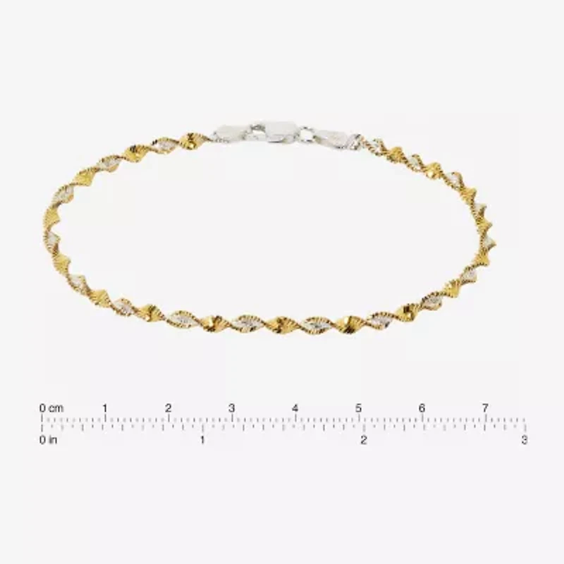 Made in Italy Womens 24K Gold Over Silver Sterling Silver Solid 7.5 Inch Link Bracelet