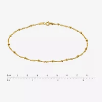 Made in Italy Womens 24K Gold Over Silver Sterling Silver 9 Inch Solid Bead Ankle Bracelet