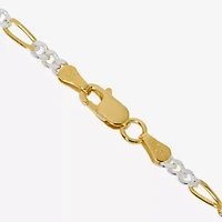 Made in Italy Unisex Adult 24K Gold Over Silver Inch Solid Figaro Chain Bracelet